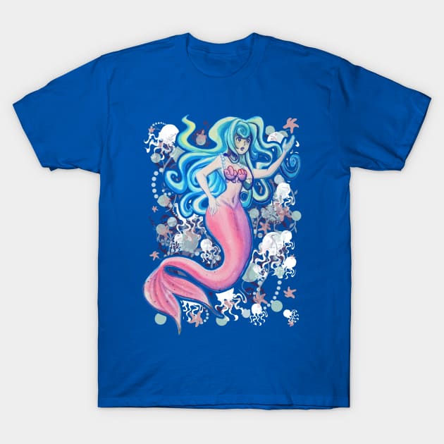 Pink Tailfin Mermaid T-Shirt by saradaboru